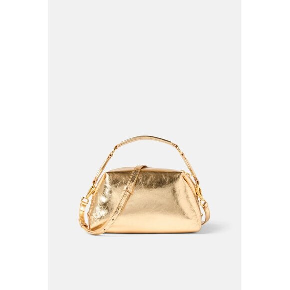 B-10. Sandro Gold Leather Clutch - Picture 1 of 1